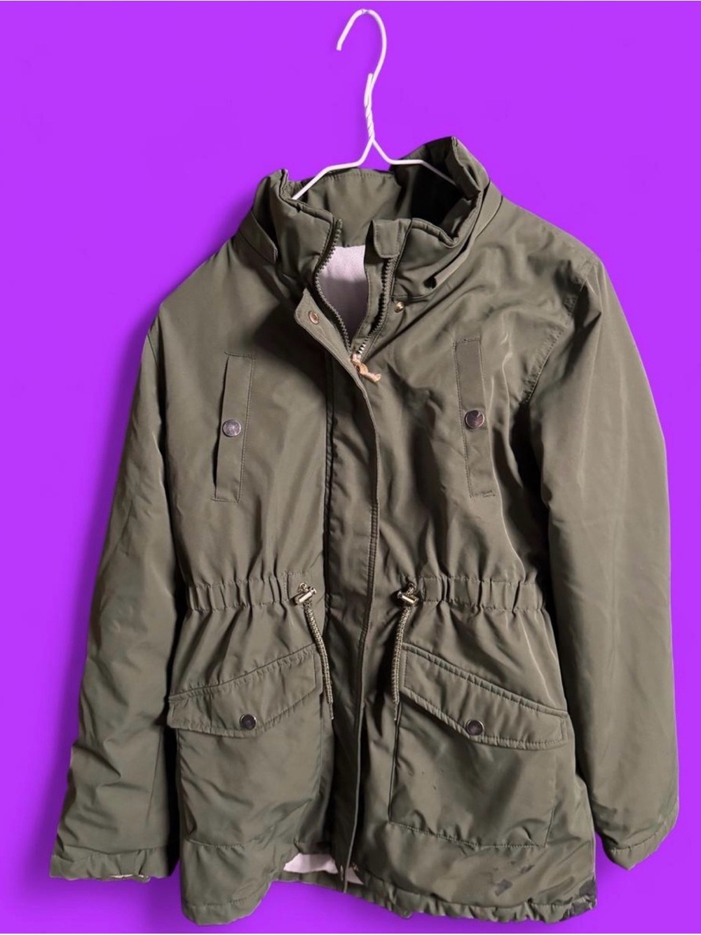 Member’s Mark Girls Ultimate Olive Green Fleece Parka Size 14/16